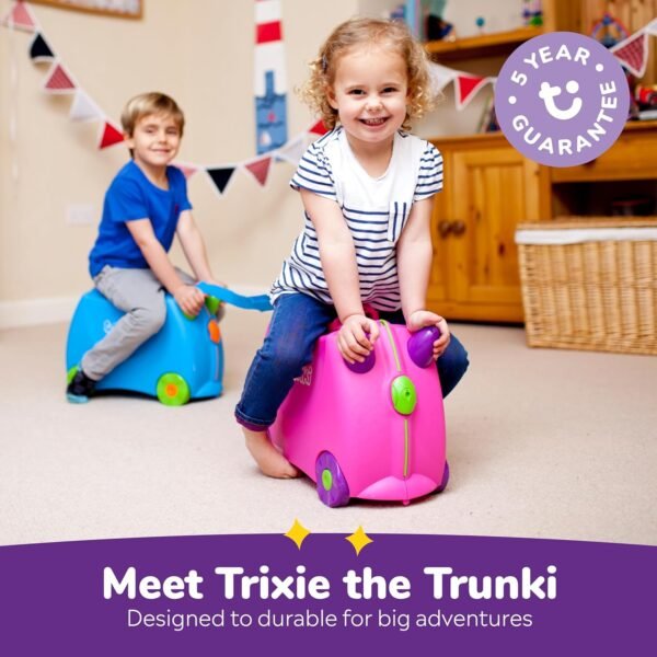 Trunki Ride-On Kids Suitcase | Tow-Along Toddler Luggage | Carry-On Cute Bag with Wheels | Kids Luggage and Airplane Travel Essentials: Trixie Girl Pink - Image 5