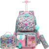 Girls Rolling Backpack Kids Backpacks with Wheels Travel Luggage for Elementary Student Rolling Backpack for Girls 8-12 Kids Trolley School Bag with Wheels