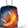 FOR U DESIGNS Travel Luggage Cover Flame Football Suitcase Protector Fits 18-21 Inch Trolley Case