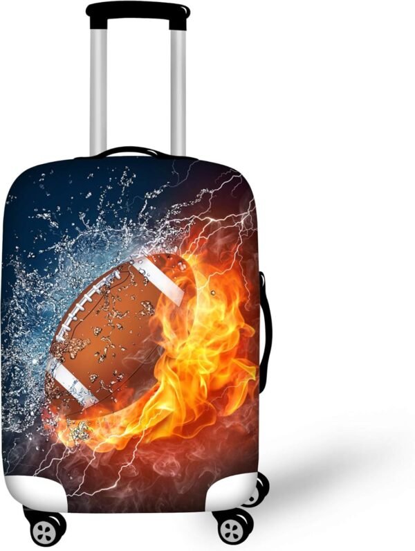 FOR U DESIGNS Travel Luggage Cover Flame Football Suitcase Protector Fits 18-21 Inch Trolley Case