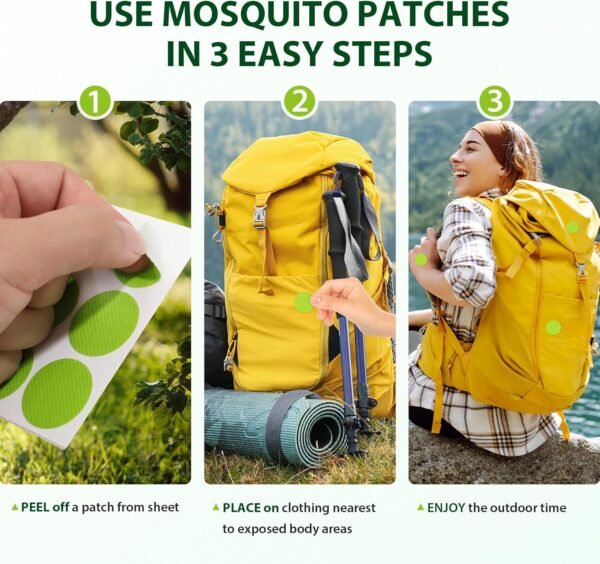 Mosquito Repellent Stickers for Kid and Adult 120 PCS Green Mosquito Patches Natural Eucalyptus Peppermint Citronella Stickers for Travel Camping Beach Hiking Anti Mosquito Bug Control - Image 7