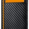 Travelambo Front Pocket Minimalist Leather Slim Wallet RFID Blocking Carbon Fiber Texture
