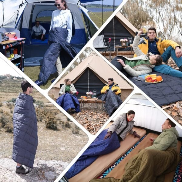 KingCamp Camping Blanket Lightweight, Multifunctional Warm Puffy Outdoor Blanket with Snap Button, Water Repellent, Backpacking Quilt for Travel, Airplane, Hiking, Picnic - Image 7