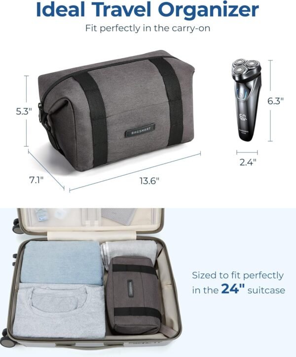 BAGSMART Travel Toiletry Bag for Men, Large Hanging Dopp Kit Water Resistant Shaving Bags Organizer Gifts for Mens Traveling, Hygiene, Bathroom Essentials, Toiletries Accessories, Black - Image 5