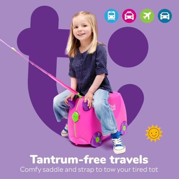 Trunki Ride-On Kids Suitcase | Tow-Along Toddler Luggage | Carry-On Cute Bag with Wheels | Kids Luggage and Airplane Travel Essentials: Trixie Girl Pink - Image 6
