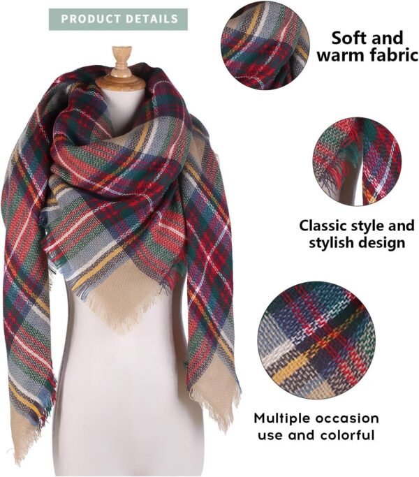 Dimore Trendy Plaid Blanket Scarf Women Big Oversized Long Scarves Warm Winter Tartan Checked Shawl Wrap Scarf Gift For Women - Image 4