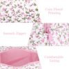 Quilted Makeup Bag, Floral Cosmetic Bag, Travel Coquette Aesthetic Makeup Pouch, Cute Pink MakeUp Organizer Bag, Coquette Cotton Portable Storage Zipper Toiletry Bag for Women - Image 3