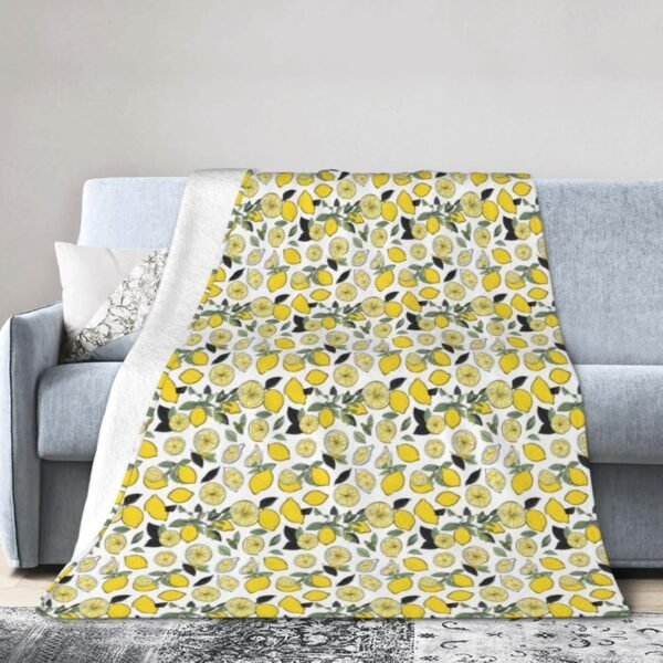(Yellow Lemon Printing) Print Fall Throw Blanket Personalized Soft Flannel Blanket for Bed Couch Sofa, Blanket for Lightweight Fuzzy Cozy Blankets for Travel Office Home 40"X30"