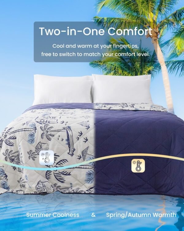 ZonLi Cooling Blankets for Hot Sleepers,All-Season Lightweight Blanket for Night Sweats,Cool Blanket Absorbs Body Heat to Keep Cool，Q-Max 0.45 Summer Blanket for Bed Sofa Couch,Beachside Village - Image 3