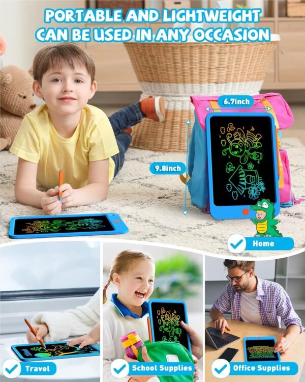 KOKODI LCD Writing Tablet for Kids 10 Inch, Kids Toys for 3 4 5 6 7 8 Years Old Boys and Girls, Colorful Doodle Board, Gift for Toddler Age 3-12 Years, Memo Board, Drawing Pad with Pen - Image 3