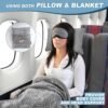 3 in 1 Travel Pillow and Blanket Set - 280 GSM Travel Blanket Airplane Compact with Bag, Inflatable Travel Pillow, Packable Airplane Blanket, Luggage Sleeve & Backpack Clip (Light Grey) - Image 2