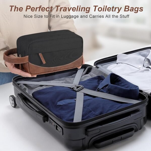 Travel Toiletry Bag for Men, Hanging Toiletry Organizer, Water Resistant Shaving Kit with Large Capacity for Travel Accessories (Black) - Image 7