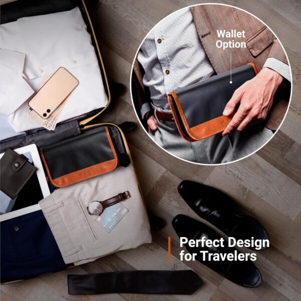 Leather Hanging Travel Toiletry Bag for Men with Removable Cover and Hanging Hook - Dopp Kit for men - Makeup Bag Organizer for Women for all your Travel Essentials - Image 6