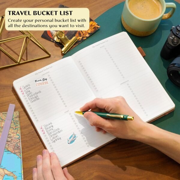 Legend Vintage Travel Journal – Traveling Diary & Photo Album for Men, Women & Family with Bucket List – Vacation Essentials (Brown) - Image 5