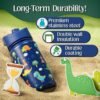 Stainless Steel 14 OZ Kids Water Bottle with Straw | BPA-Free Insulated Water Bottle with Leak-Proof Lid | Dinosaur Kids Water Bottle for School | Kids Stainless Steel Water Bottles - Image 4