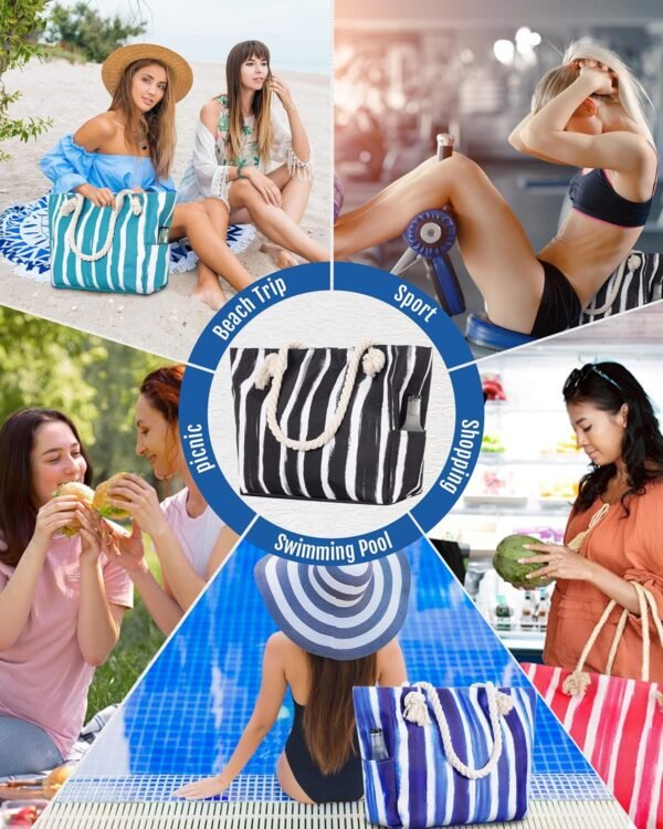 Oversized Waterproof Sandproof Beach Bag with Pockets for Travel, Gym, Swim and Beach Essentials - Image 7
