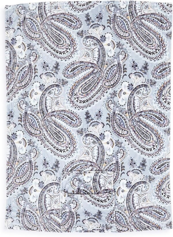 Vera Bradley Plush Fleece Travel Blanket with Trolley Sleeve, Soft Sky Paisley - Image 2