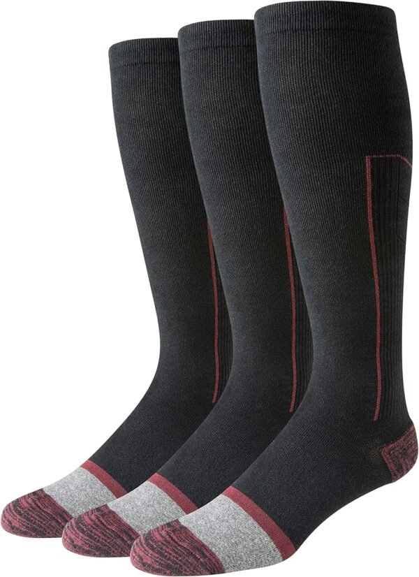 Amazon Essentials Men's Graduated Compression Over The Calf Cotton Comfortable Fit Knee-High Socks, 3 Pairs