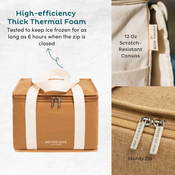 Large Insulated Lunch Bag for Women and Men - 100% Leak Proof, Cooler Bags Insulated, Lunch Box - Cooler Bag for Cold and Hot Food with Zippered Top - for Work, Picnic (CaraCream) - Image 2