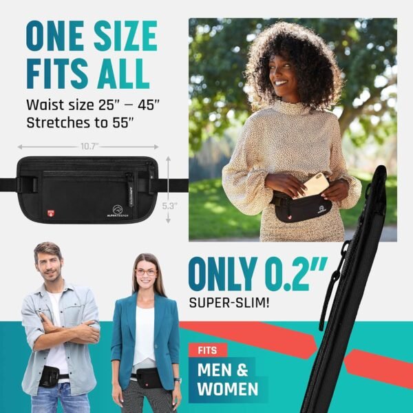 Money belt for travel - RFID slim passport holder men/women travel wallet hidden pouch under clothes to protect your information and money travel fanny pack for men/women bag travel essentials - Image 2