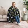 Berkshire Blanket Double Sided Sherpa Wearable Blanket,Warm Cozy Shawl with Pockets Plush Cape Wrap - Image 3