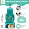 Travel Essentials for Kids – All-in-One Activity Kit for Travel, Road Trip Activities for Kids - Hanging Bag, Includes Toys and Activities for Airplanes, Hotels - Boys & Girls, 4-6 Years (Seafoam) - Image 2