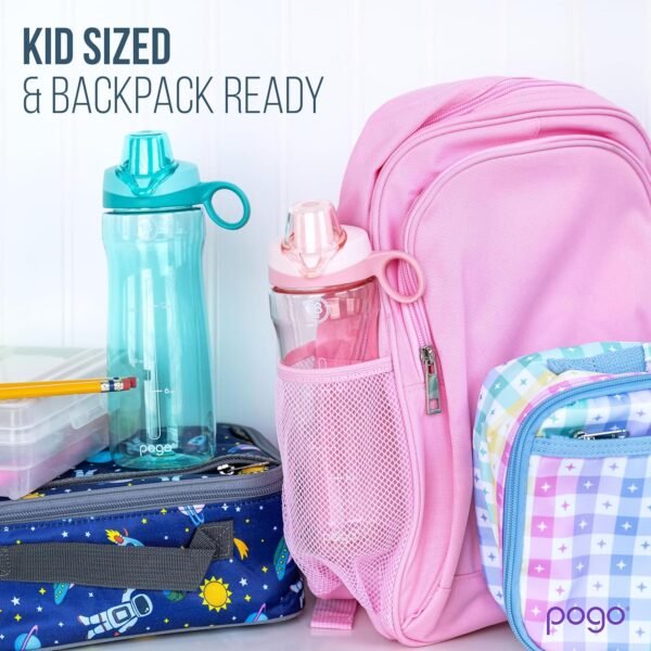 Pogo 18oz Kids Plastic Water Bottle with Straw Lid and Carry Handle, Reusable, BPA Free, Dishwasher Safe, Perfect for Travel, School, Outdoors, and Gym - Image 5