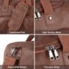 Leather Travel Bag with Shoe Pouch,Weekender Overnight Bag Waterproof Leather Large Carry On Bag Travel Tote Duffel Bag for Men or Women-Brown - Image 3