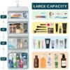 PAVILIA Travel Hanging Toiletry Bag for Women Men, Large Capacity Makeup Bag Kit, Waterproof Cosmetic Storage Organizer Case for Bathroom Shower, Teal Chevron - Image 4