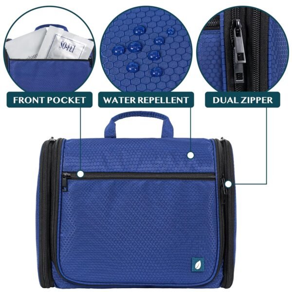 PAVILIA Large Hanging Toiletry Bag Travel Bag Women Men, Cosmetic Organizer, Water Resistant Makeup Bag Accessories Toiletries, Travel Essentials Kit, Royal Blue - Image 3