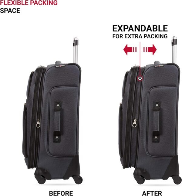 SwissGear Sion Softside Expandable Luggage, Dark Grey, Checked-Medium 25-Inch - Image 5