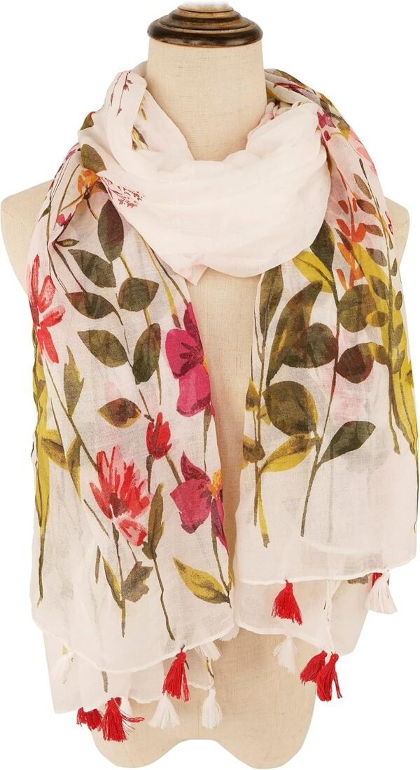 YOUR SMILE Large Boho Scarf for Women Lightweight Floral Printed Scarves Fall Winter Fashion Fringed Shawl wraps - Image 2