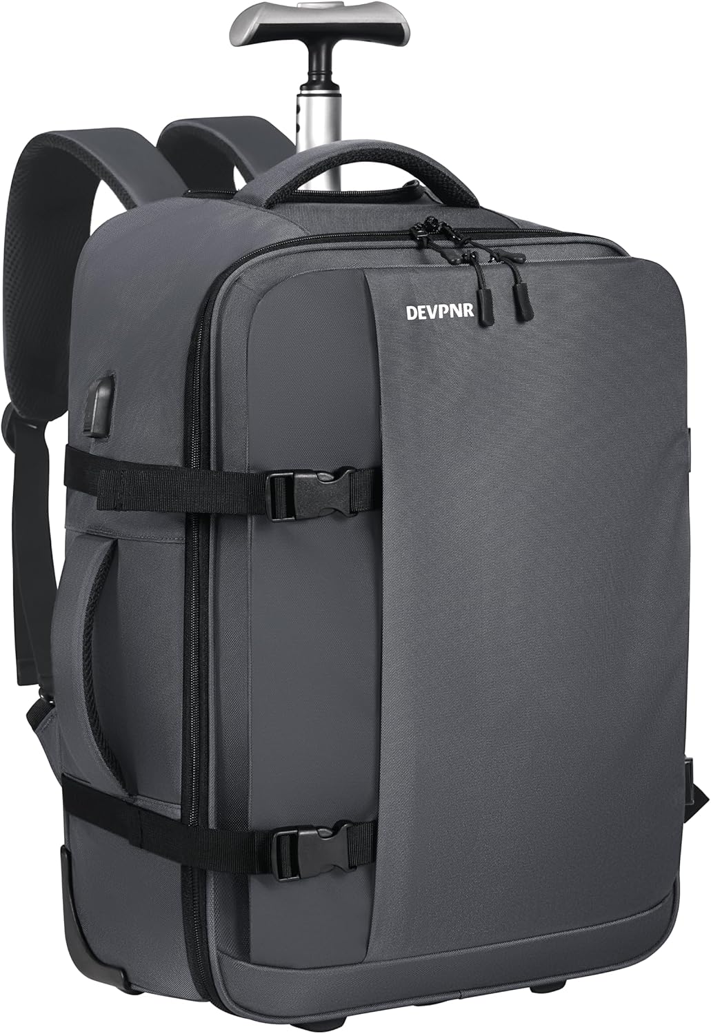 Rolling Backpack for Women Men, Carry on Luggage Travel Backpack with Wheels for Adults, 40L Airline Rolling Laptop Bag, 17 Inch Laptop Trolley Backpack for Overnight Travel Business (Gray) - Image 9