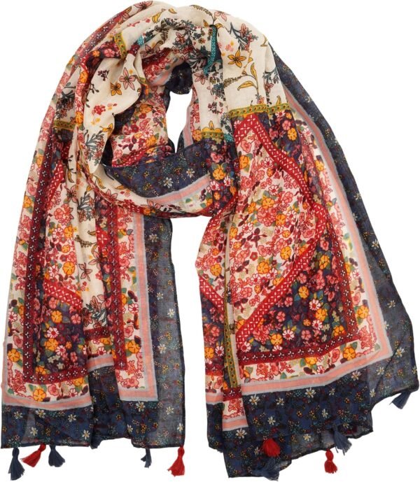 YOUR SMILE Large Boho Scarf for Women Lightweight Floral Printed Scarves Fall Winter Fashion Fringed Shawl wraps