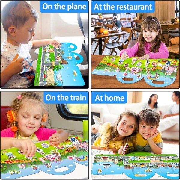Sticker Books for Toddlers 2-4 Years, Reusable Sticker Book for Kids, Travel Toys for Toddlers 1-3, Toddler Airplane Travel Essentials for Kids, Vehicle Stickers for Kids - Image 5