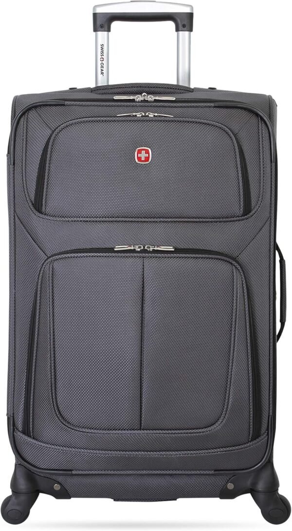 SwissGear Sion Softside Expandable Luggage, Dark Grey, Checked-Medium 25-Inch - Image 9