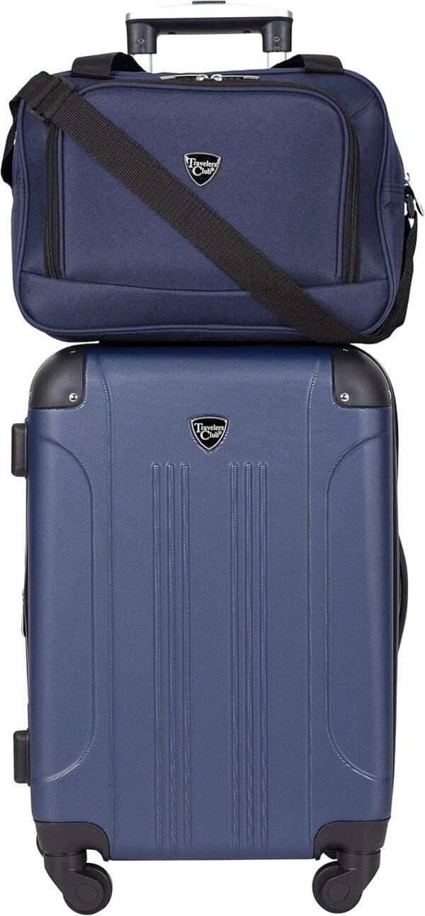 Travelers Club Chicago Hardside Expandable Spinner Luggage, Navy Blue, 3 Piece Set - Image 3