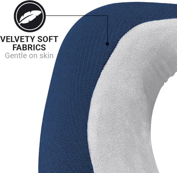 American Dreamer, Comfortable Travel Pillow, Neck Pillow for Uninterrupted Sleep, Deluxe Memory Foam Pillow for Airplane, Bus, Car, and Train, Travel Essentials, Made in USA, Dark Blue - Image 4