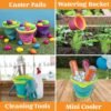 JOYIN Foldable Beach Bucket Set - 3 Packs Collapsible Toy Buckets with Shovels and Mesh Backpack for Kids Toddlers Party, Camping Gear, Travelling, Fishing Water Pail (Pink/Purple/Green) - Image 7