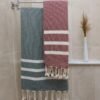 2 Pack Travel Cotton Blanket Twin Size Breathable Cozy Airplane Keep Warm Compact Vacation Essentials Car Camping Quick Dry Beach Sand Free Towel (Pine Green and Burgundy Red) - Image 8