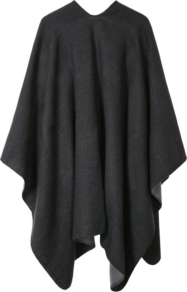 Urban CoCo Women's Color Block Shawl Wrap Open Front Poncho Cape - Image 2
