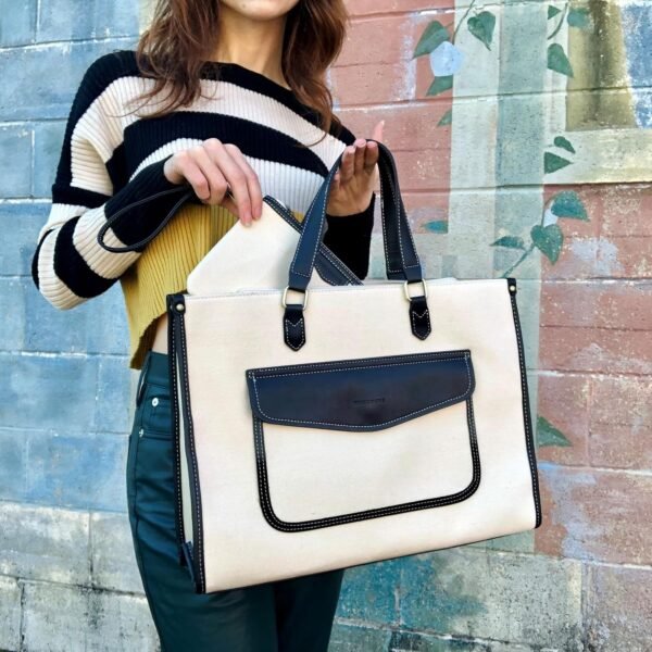 Missnine Tote Bag Canvas Laptop Bag for Women 15.6 inch Casual Work Bags with Clutch Purse Computer Shoulder Bag 2 PCS Set for Travel, Office, College - Image 2