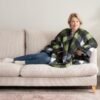 Berkshire Blanket Double Sided Sherpa Wearable Blanket,Warm Cozy Shawl with Pockets Plush Cape Wrap - Image 2