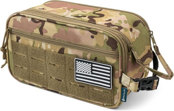 Pavilia Tactical Toiletry Bag for Men, Hygiene Travel Bag, Military Dopp Kit, Water Resistant Molle Pouch, Mens Shaving Grooming Essentials, Bathroom Shower Toiletries Small Organizer Case, Camo - Image 9