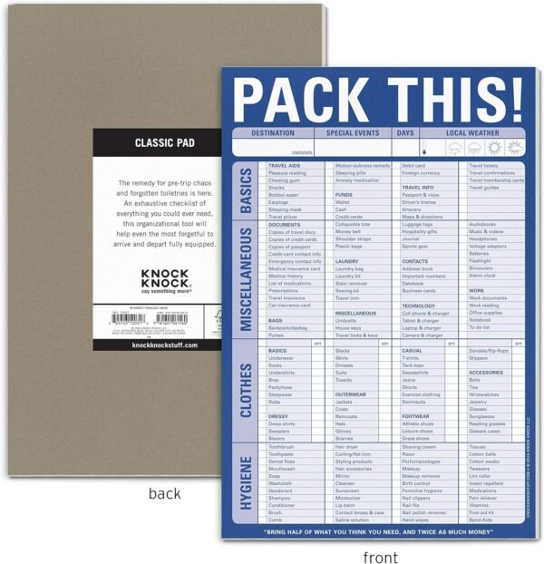 Knock Knock Pack This! Pad Packing List Notepad, 6 x 9-inches - Image 2