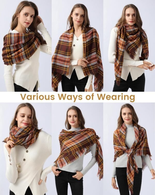 Premillow Scarfs for Women - Women's Winter Scarf, Fashion Blanket Scarf, Warm Plaid Scarfs Soft Large Wrap Shawl Scarves - Image 2