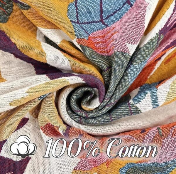 Boho Throw Blanket for Couch 100% Cotton Throw Blanket Floral Bed Blanket 80''x90'', Cotton Quilts Travel Blanket Knitted Muslin Blanket Home Decor Cozy Blankets for Women - Image 7