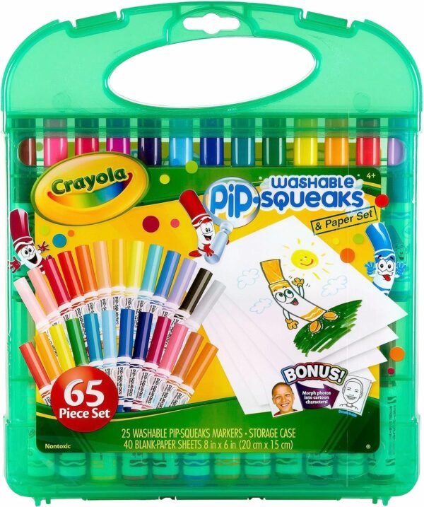 Crayola Pip Squeaks Marker Set (65ct), Mini Washable Markers for Kids, Kids Art Supplies for School, Kids Travel Activity, 4+
