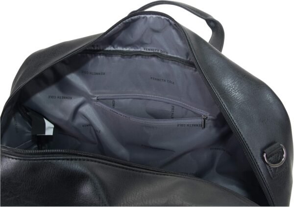 Kenneth Cole REACTION Port Stanley Duffel Pebbled Vegan Leather Carry On Shoulder Duffle Travel Bag, Black, 15" Laptop - Image 13