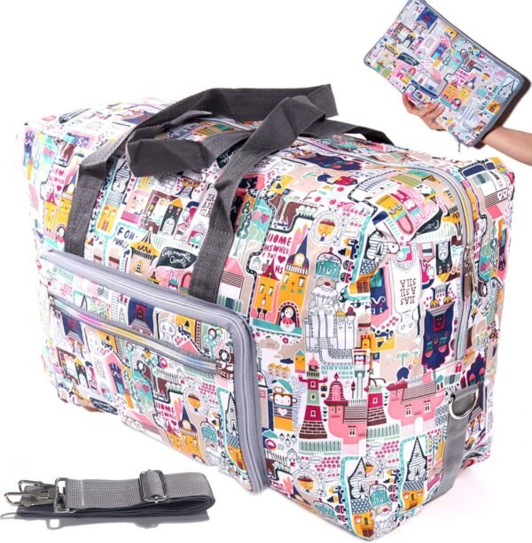 Large Foldable Travel Duffel Bag, Sports Tote Gym Bag For Women with Trolley Sleeve Weekender Overnight Carry On Checked Luggage Bag Hospital Bag Tote Shoulder Handbag Bag …
